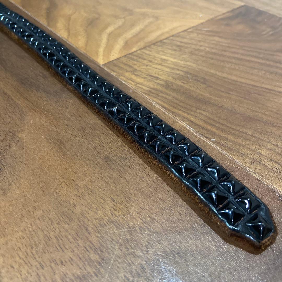 美品ANOTHER HEAVEN×HTC ピラミッドスタッズ ナローベルト 34