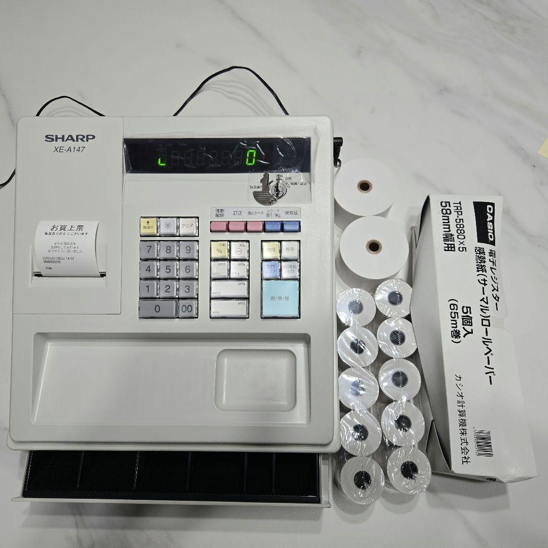 SHARP XE-A147 レジスター ホワイト　ロール紙付き!!