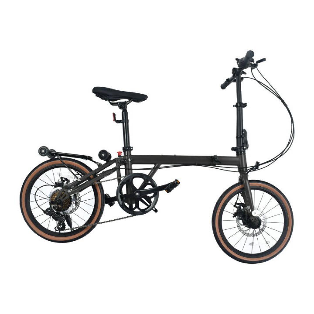 【新品】シマノ7段ギア 16インチ　折りたたみ自転車　ブラック