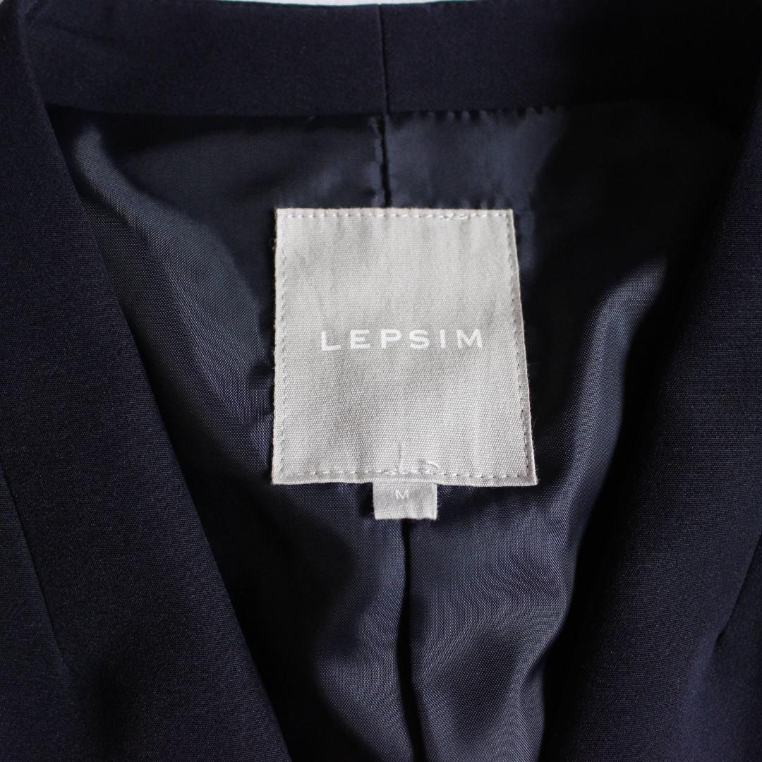【美品】LEPSIM パンツスーツ セットアップ ノーカラー M ネイビー
