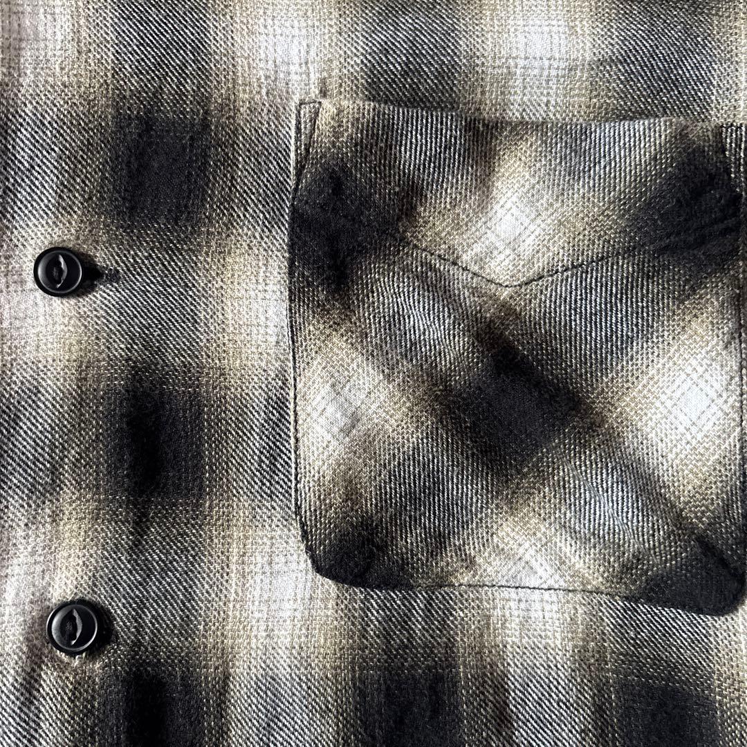 FIVE BROTHER 開襟 シャツ オンブレチェックシャツ 長袖