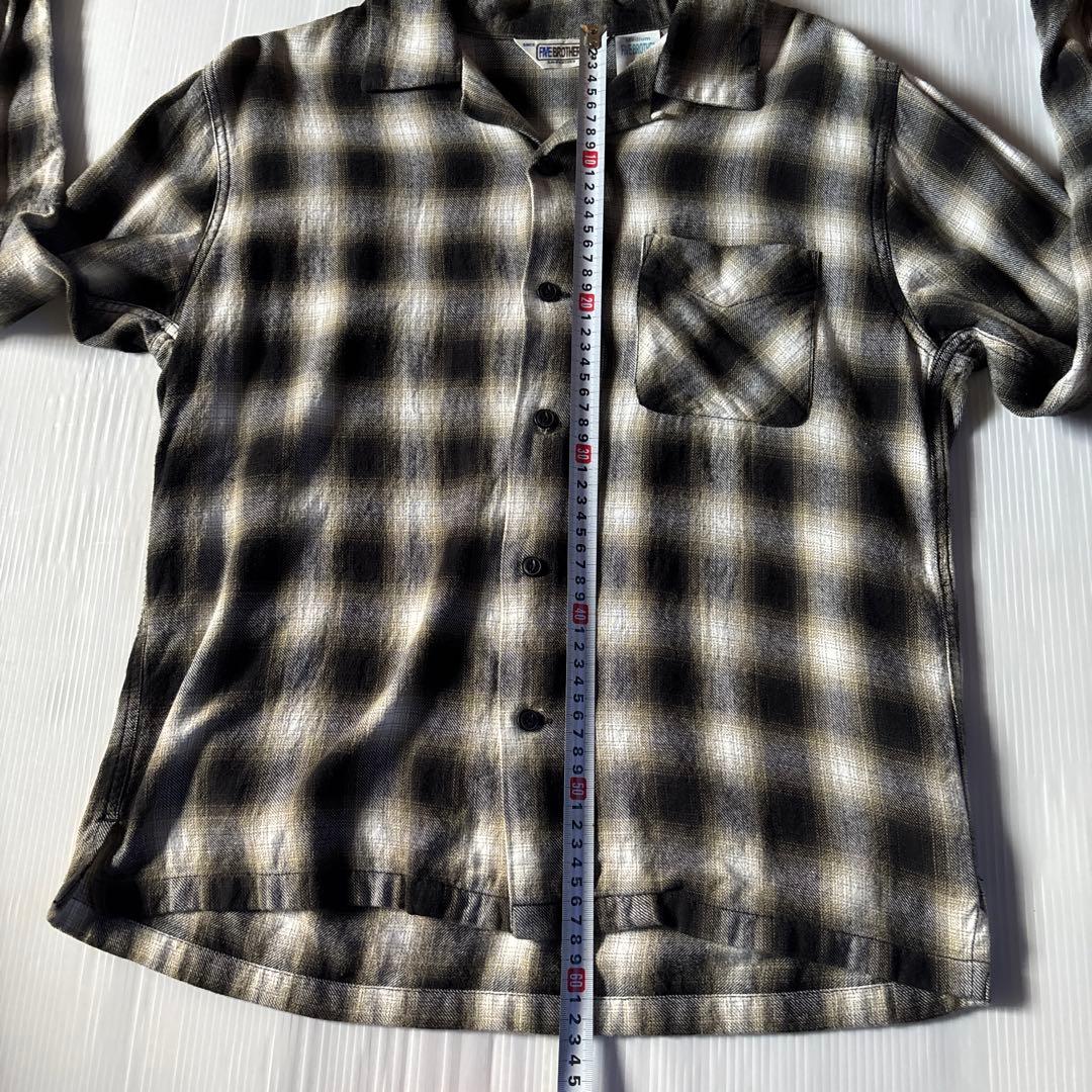 FIVE BROTHER 開襟 シャツ オンブレチェックシャツ 長袖