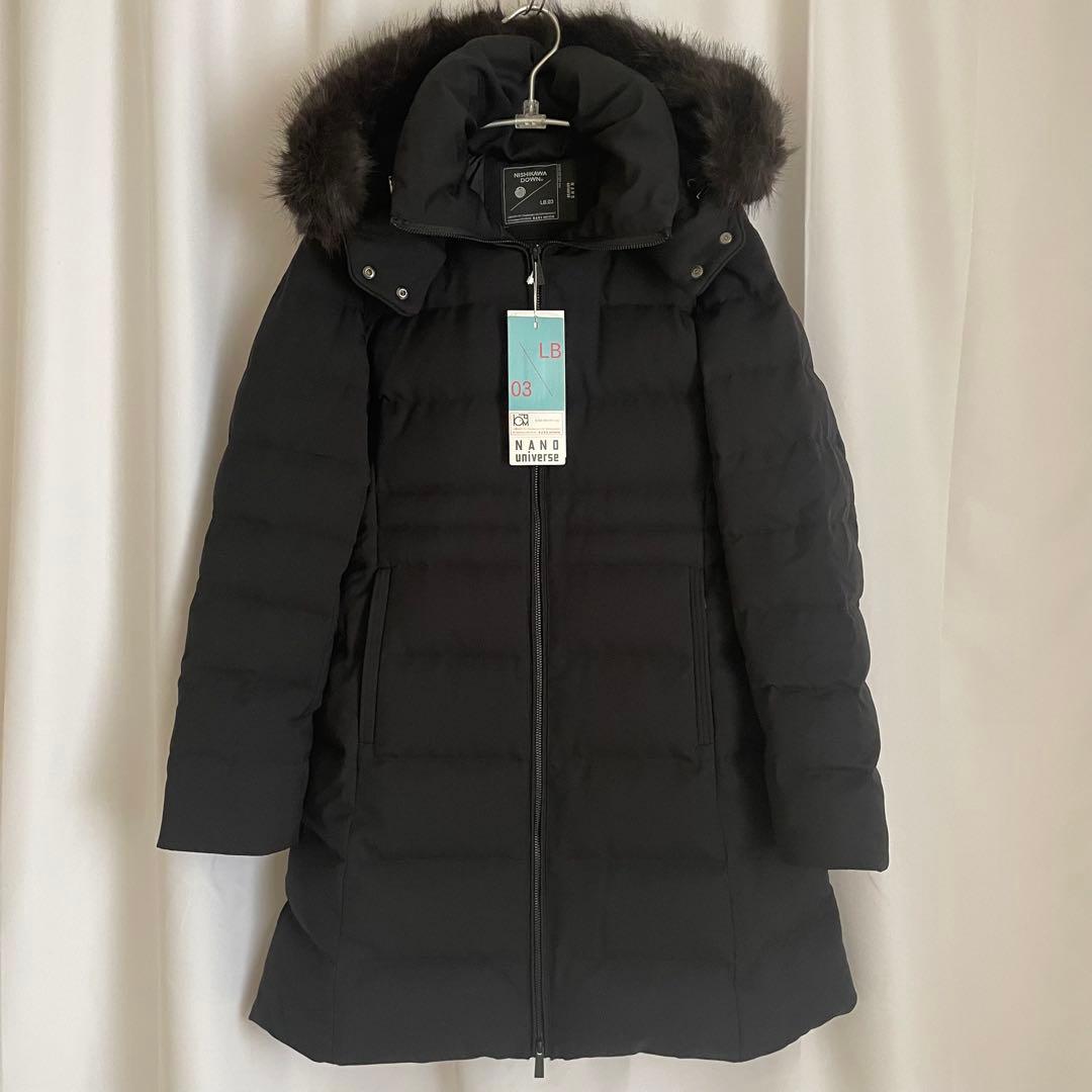 「西川ダウン(R)」ナノユニバース　サージロングダウン　ブラック　サイズL