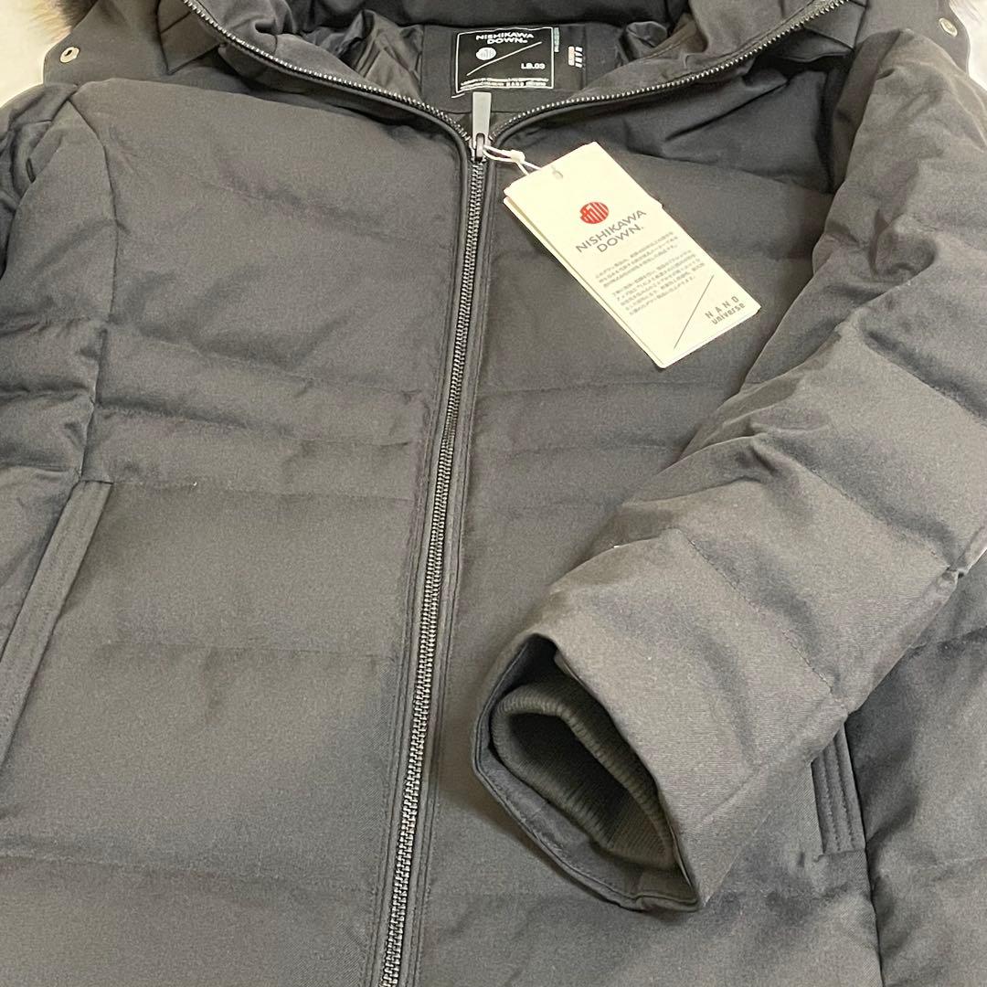 「西川ダウン(R)」ナノユニバース　サージロングダウン　ブラック　サイズL