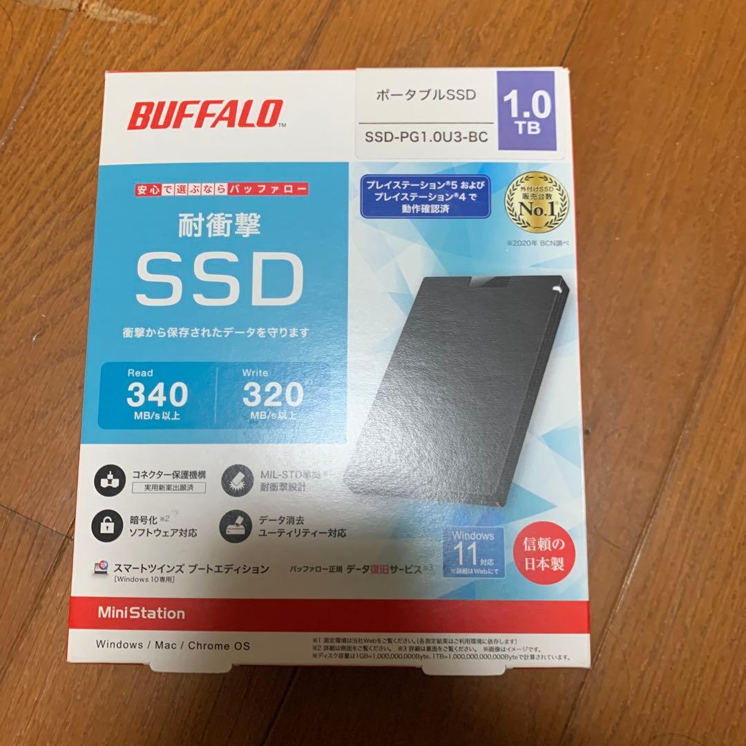 BUFFALO ポータブルSSD 1.0TB SSD-PG1.0U3-BC
