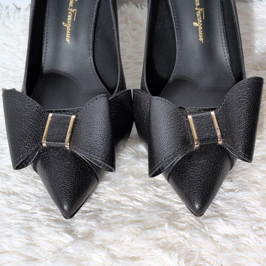 【未使用保管品 箱,保存袋付き】フェラガモ　ZOEY　リボンディテールパンプス