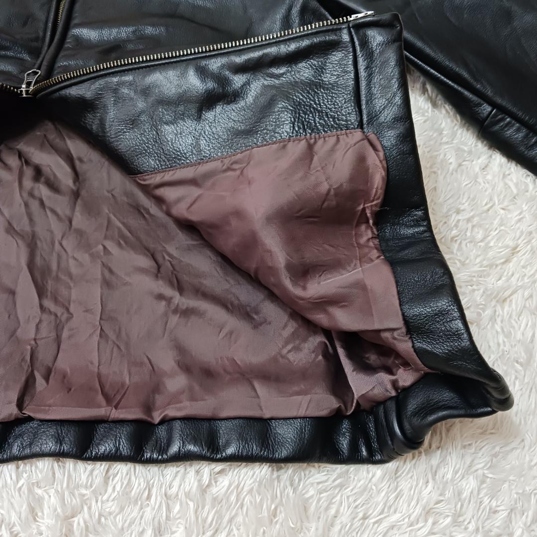 90s オールド バナナリパブリック M 肉厚 本革 シングル ダブルジップ