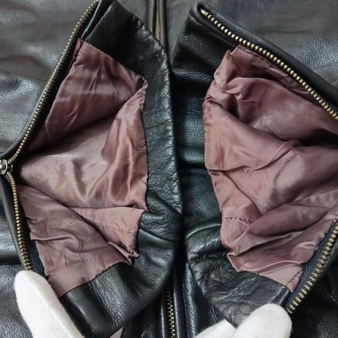 90s オールド バナナリパブリック M 肉厚 本革 シングル ダブルジップ