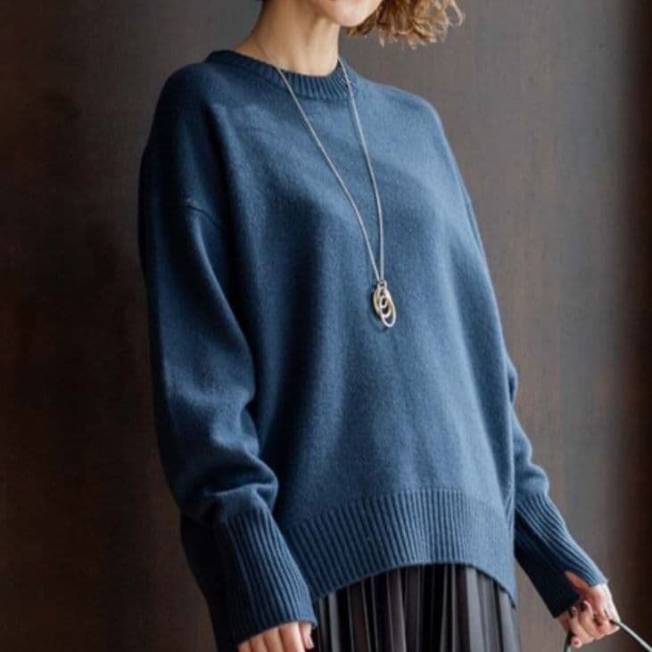極美品23区　滝沢眞規子さん着用/洗えるウールカシミヤクルーネックニット38