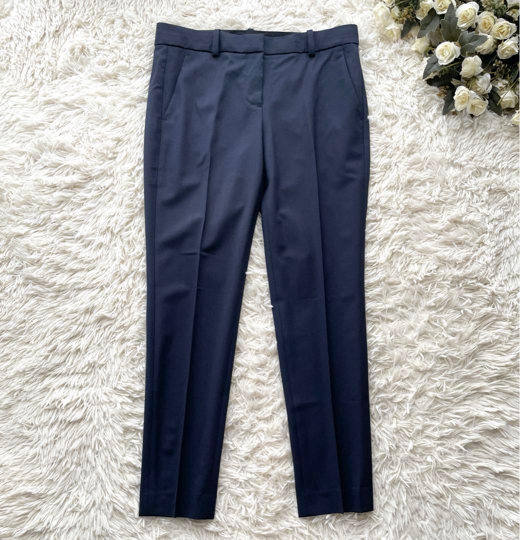 【専用Theory】パンツスーツ ノーカラージャケット ストレッチ ネイビーM