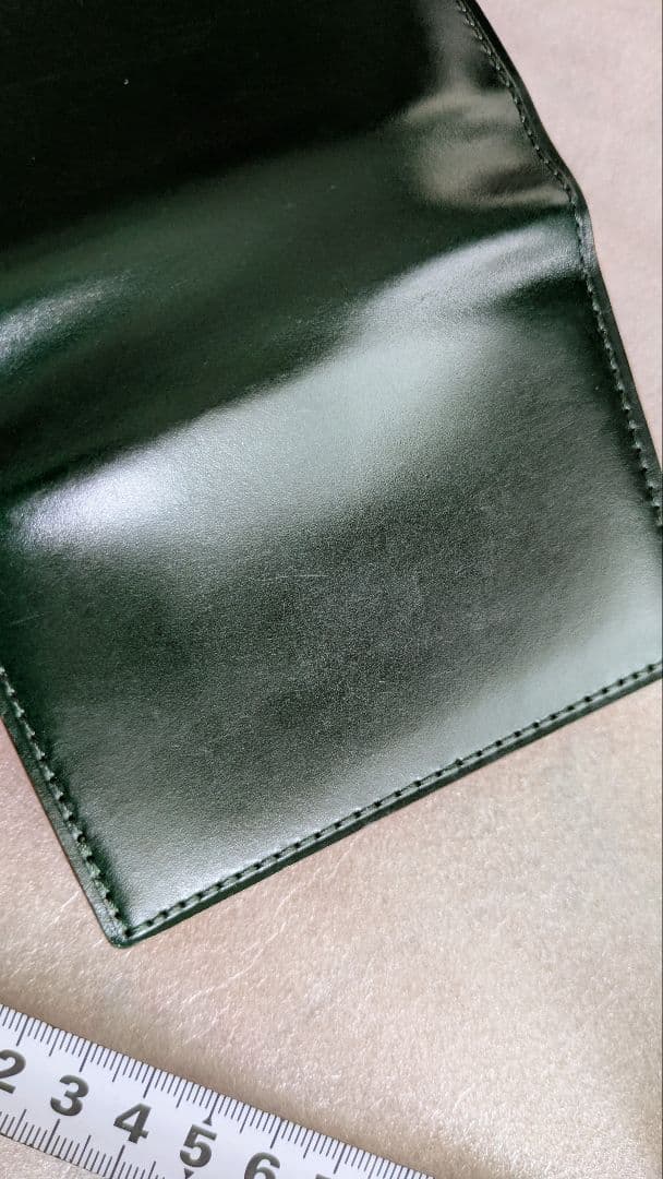ganzo コードバン 通しマチ名刺入れ　ダークグリーン