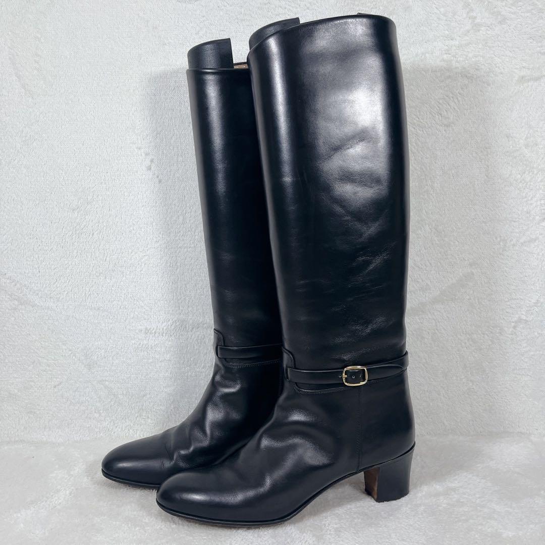 美品✨タニノクリスチー ベルト ロングブーツ ジョッキーブーツ 黒 EU37.5