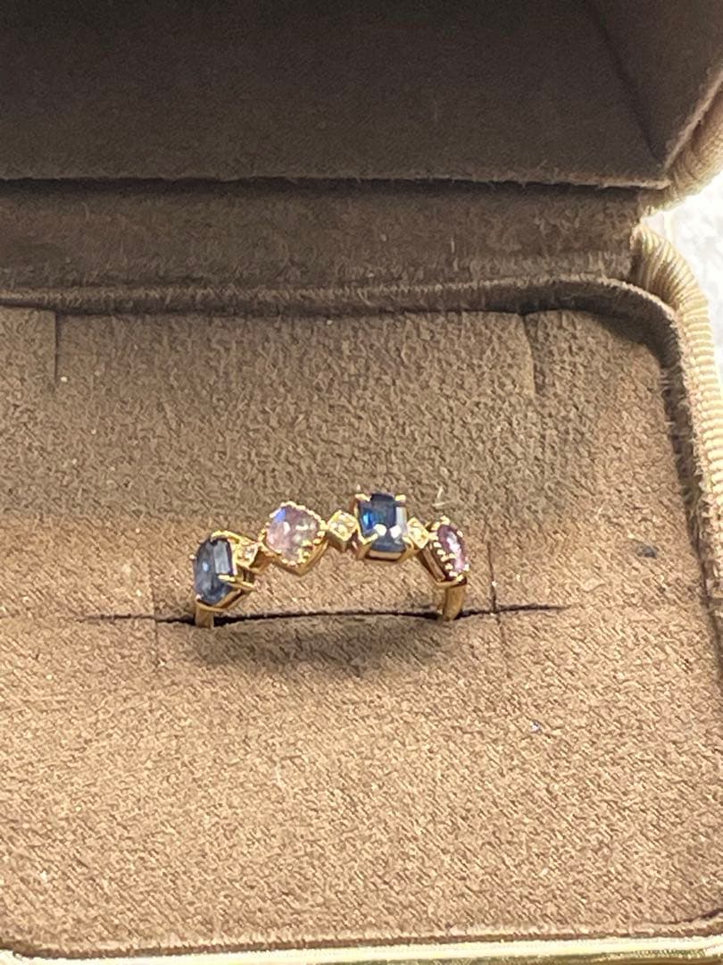 【現行品】agete K10 マルチストーン リング 11号