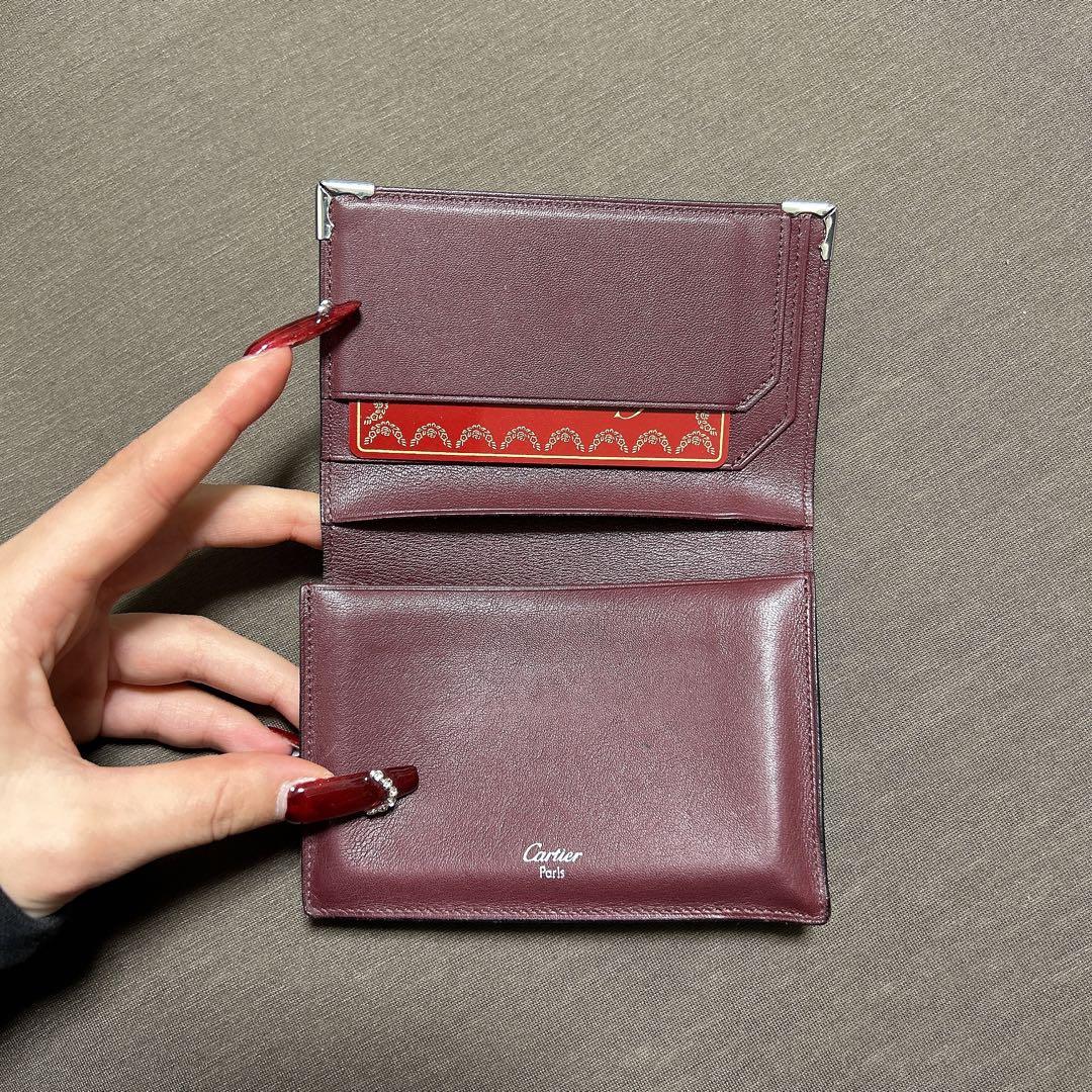 Cartier レザー名刺入れ 黒/ボルドー