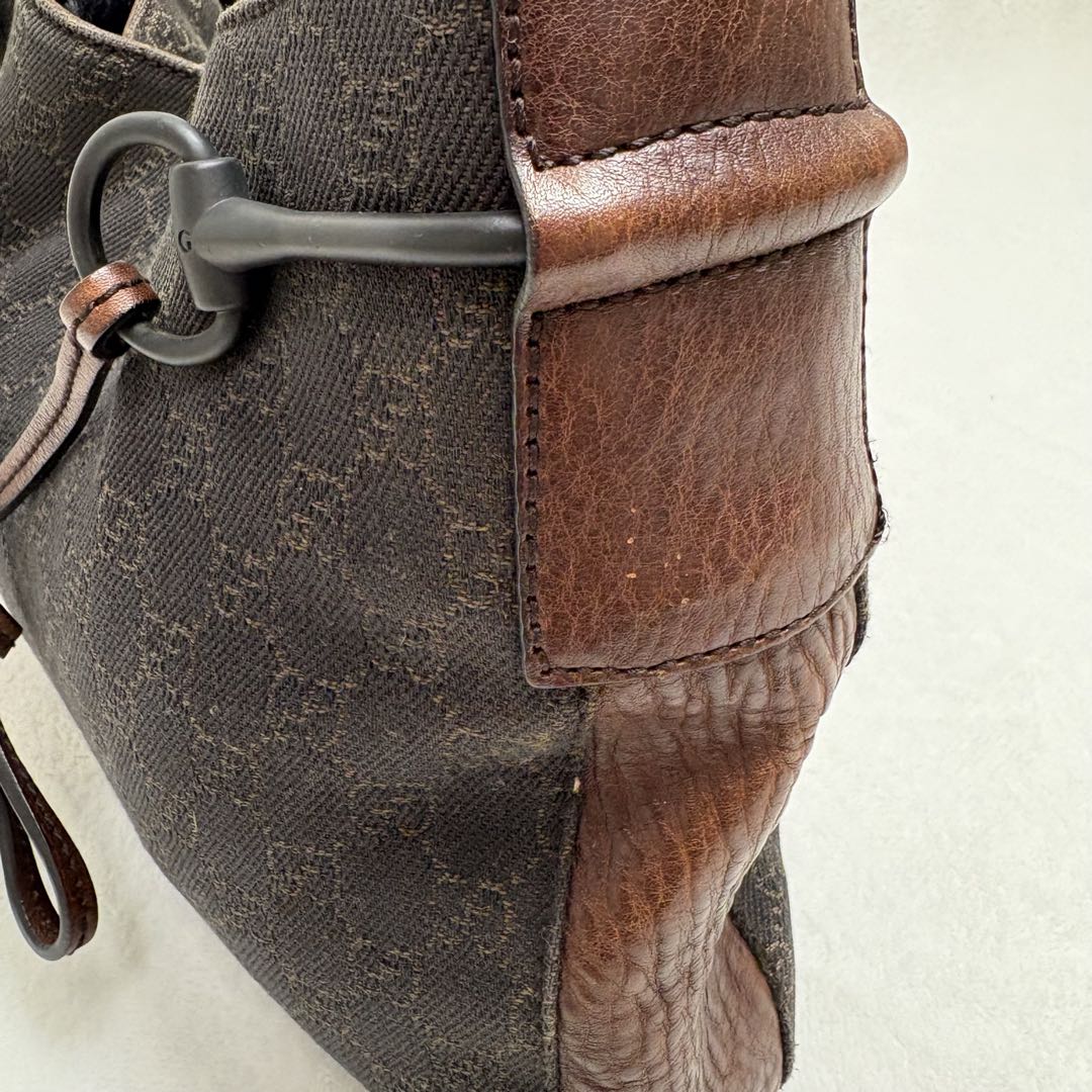 グッチ ワンショルダー ハンドバッグ GGキャンバス レザー ホースビット