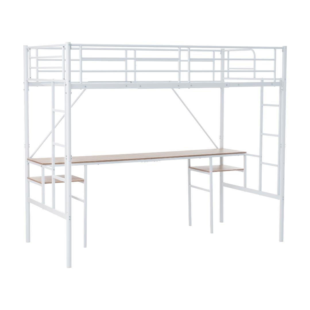 超人気！2COLORデスク付・ラック棚付きシステムベット耐荷重150kg　高機能