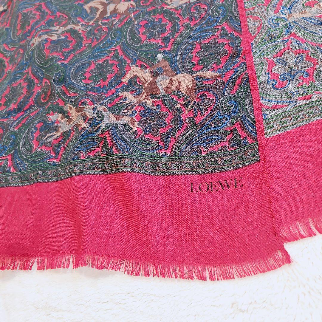 美品✨LOEWE　ロエベ　長方形　ウールスカーフ　ショール　ホースペイズリー柄
