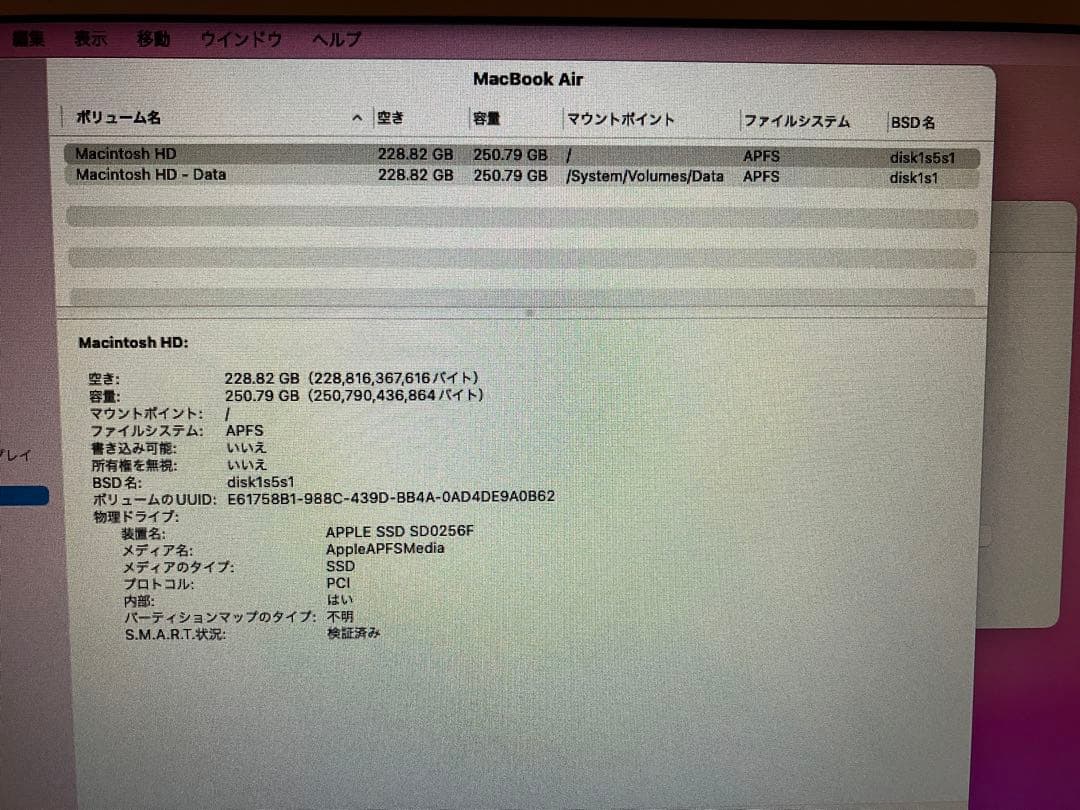 MacBook Air １１インチ２５６ＧＢ