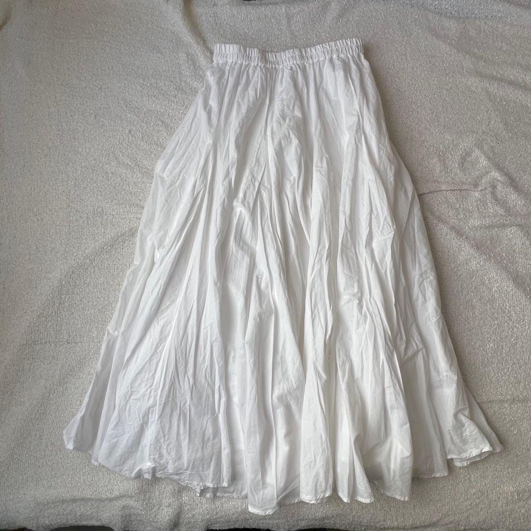 【美品】mizuiro ind コットン ボリュームフレアスカート ホワイト