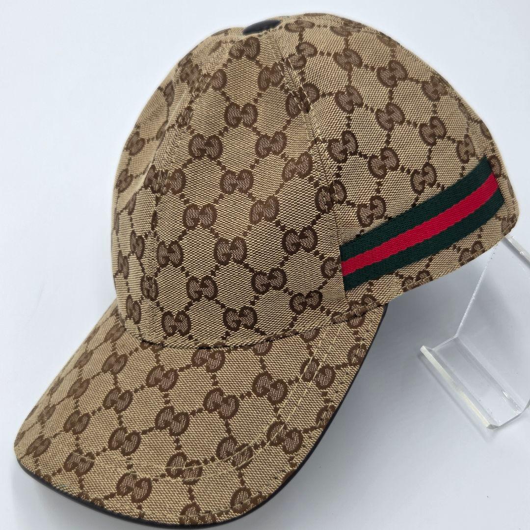 【極美品】グッチ　Gucci GG柄　ベージュ　キャンバス ベースボールキャップ