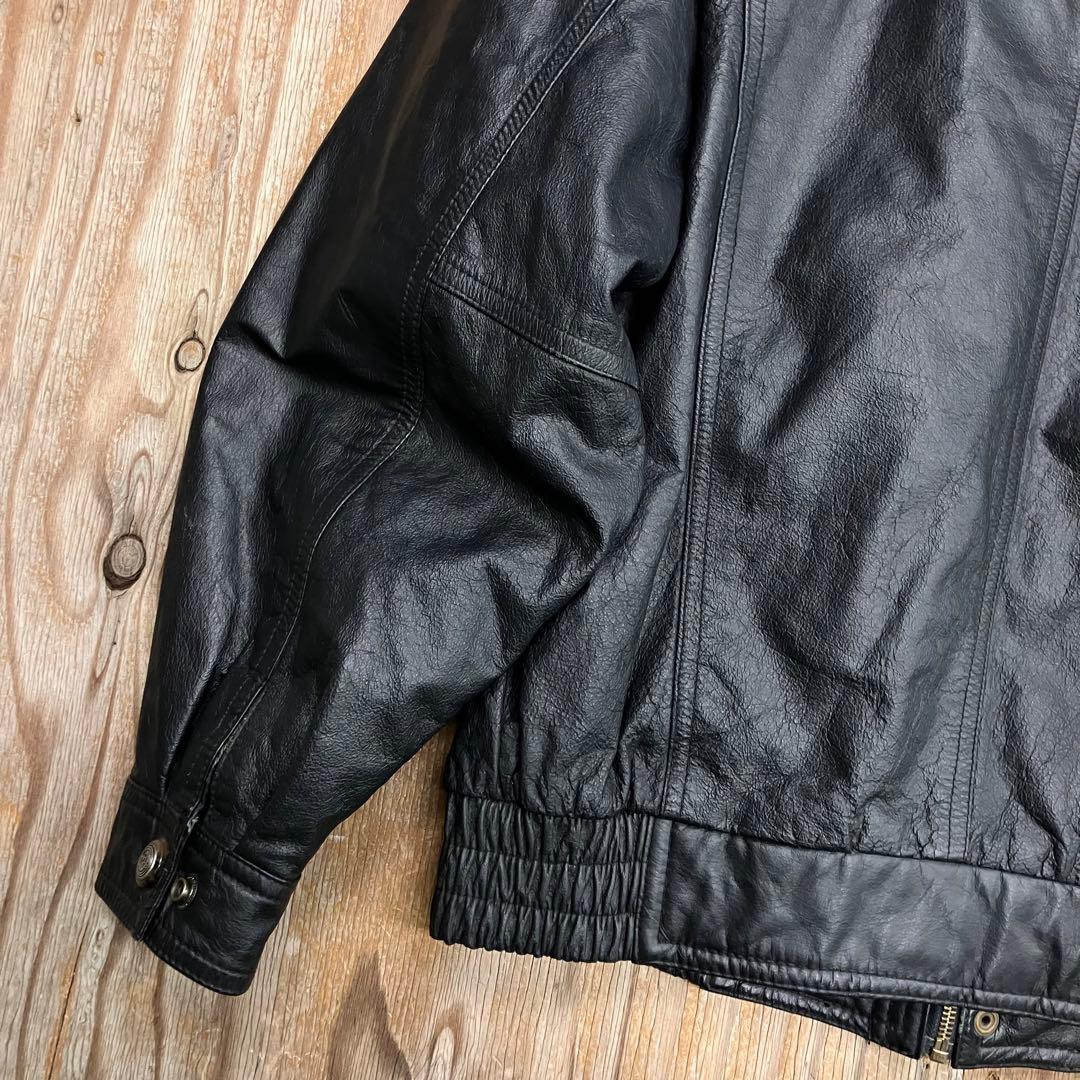 80s レザー A-2 フライトジャケット ブラック 牛革 VINTAGE 短丈