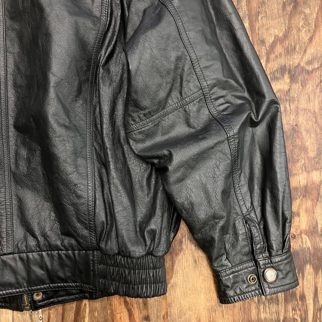 80s レザー A-2 フライトジャケット ブラック 牛革 VINTAGE 短丈