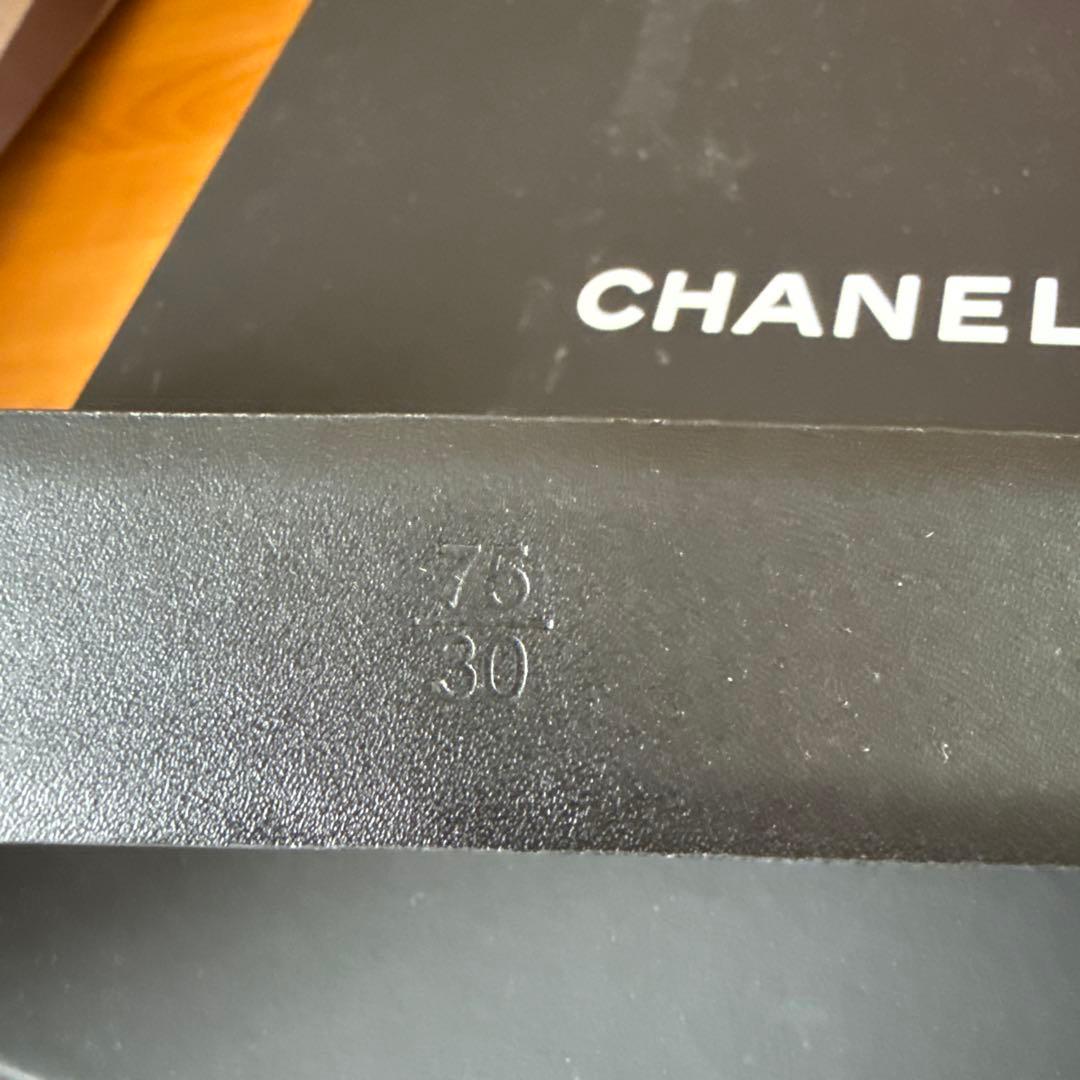 CHANEL 黒レザーベルト CCロゴ