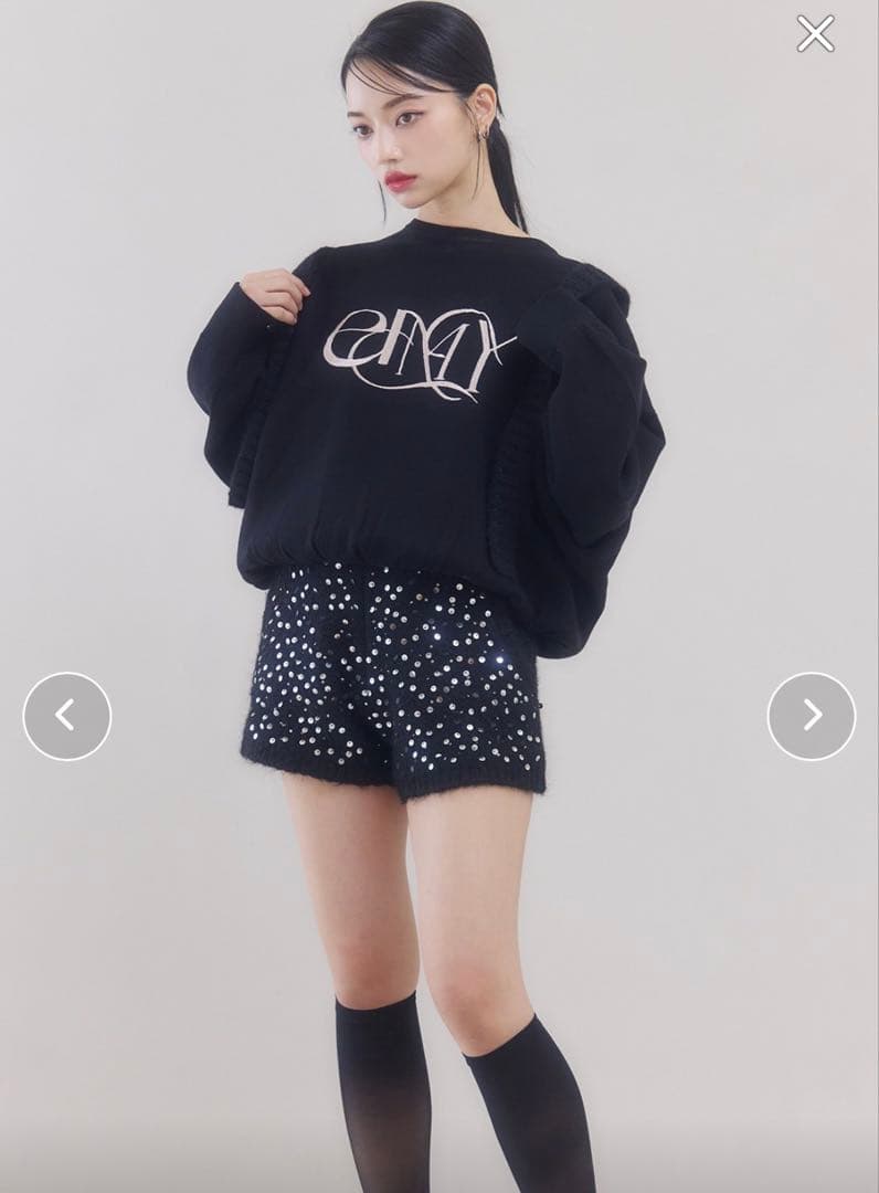 完売品タグ付き未使用　eimyロゴバイカラーニットプルオーバー　ブラック