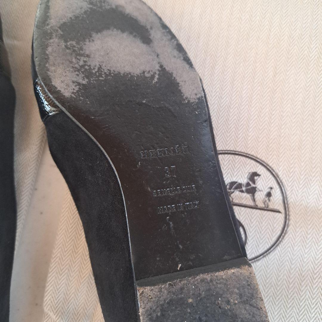 エルメス黒 スエード レザー シューズ