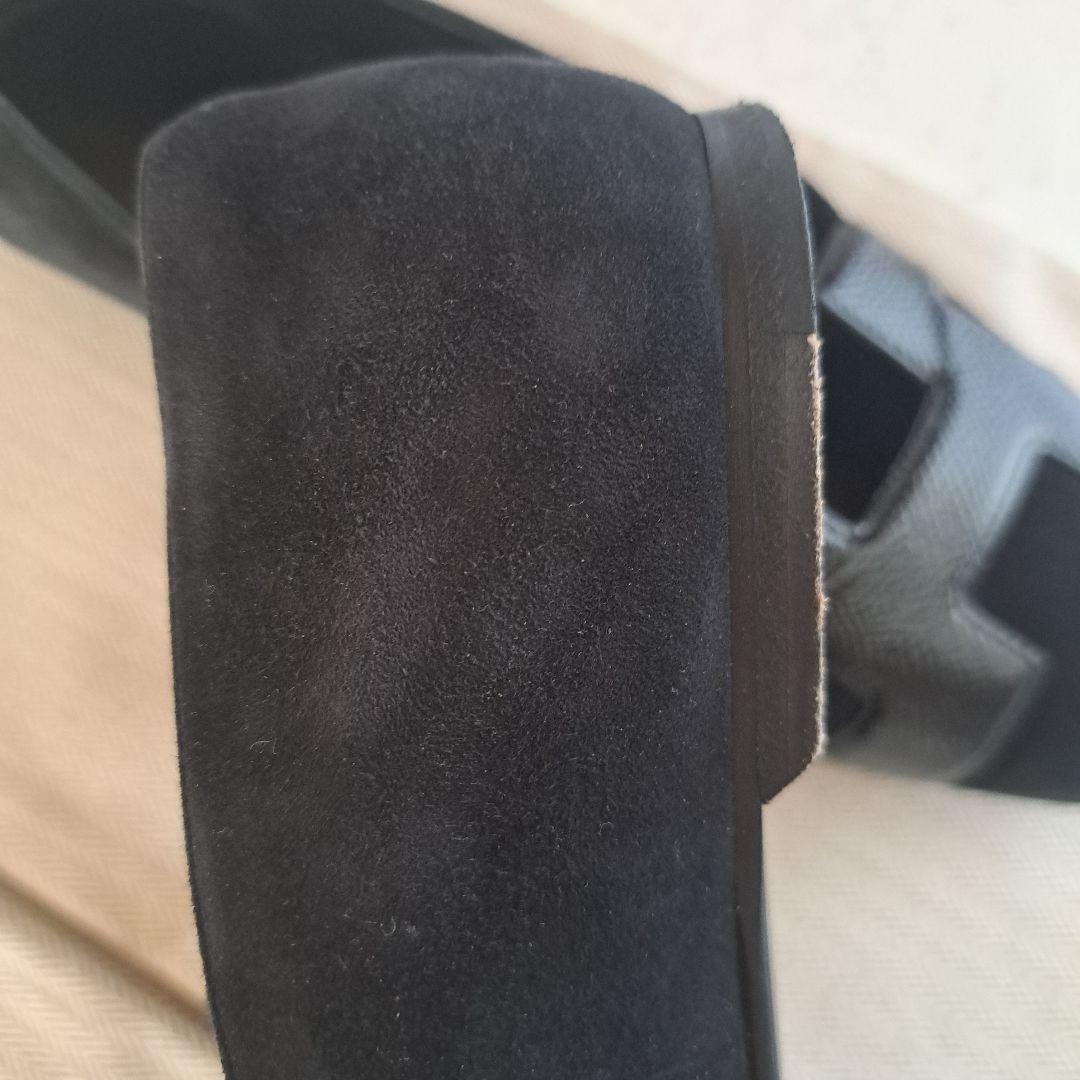 エルメス黒 スエード レザー シューズ