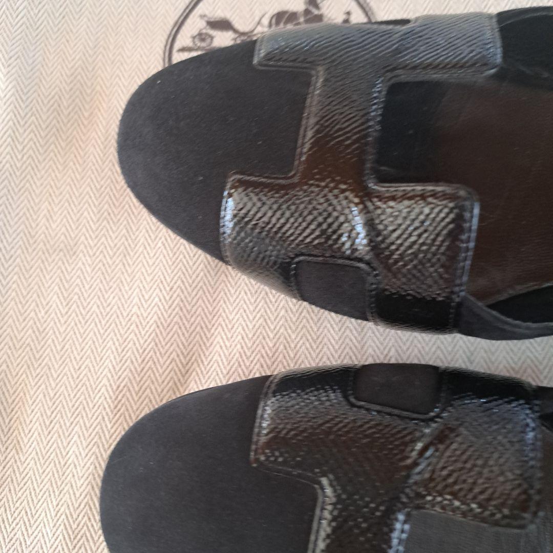 エルメス黒 スエード レザー シューズ