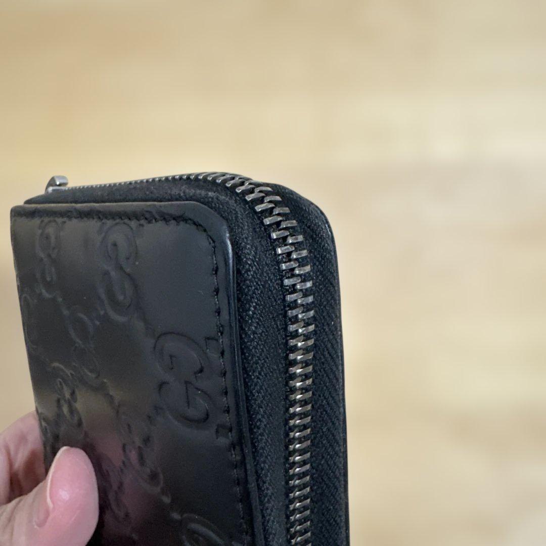 GUCCI ブラックレザー GGパターン 長財布