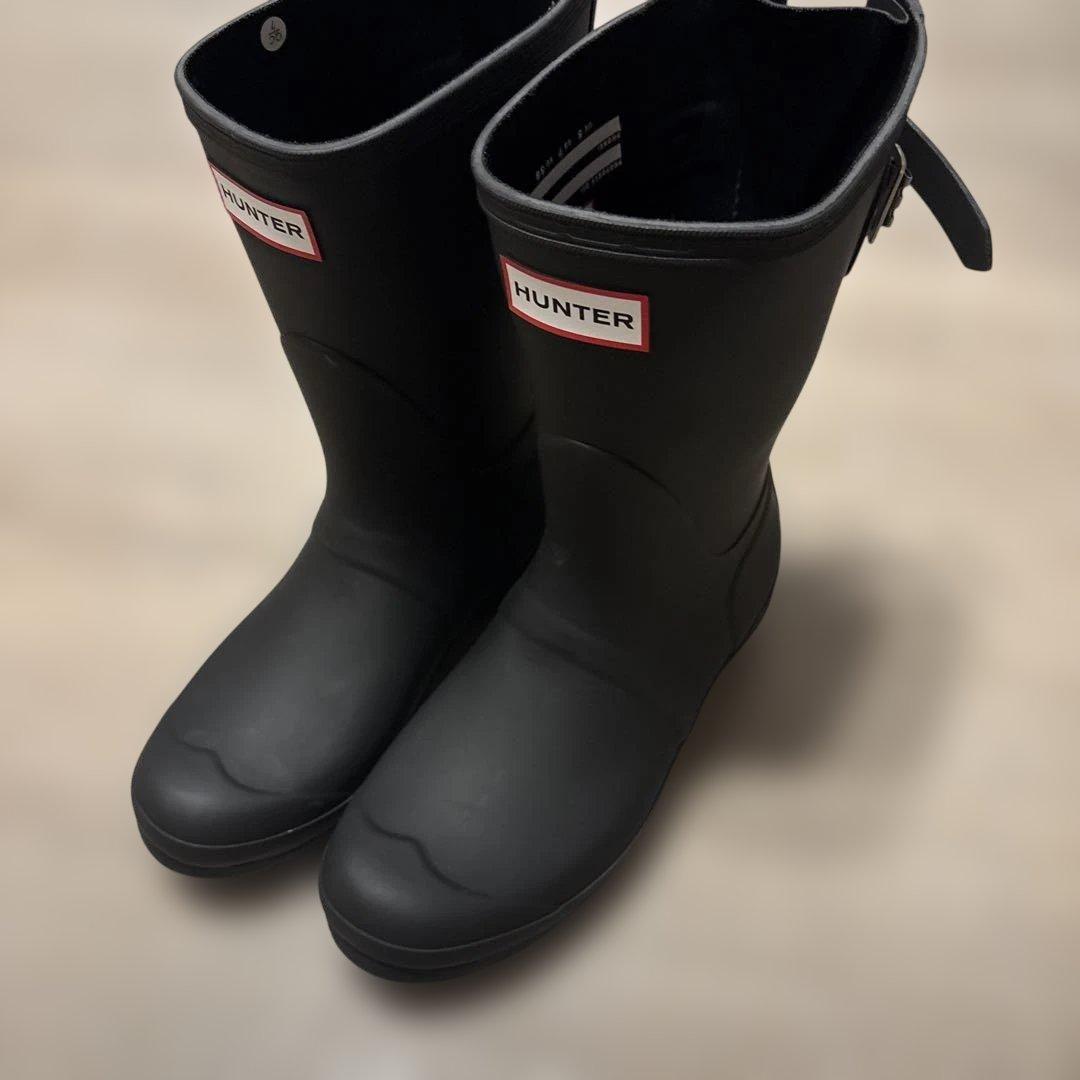 ハンター ショートバック アジャスタブル レインブーツ ブラック 24 cm