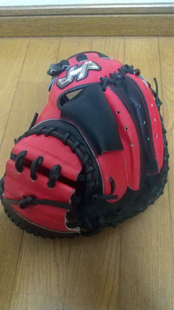 【良品】ハタケヤマ キャッチャーミット PRO-M08 軟式グローブ 赤黒 一般