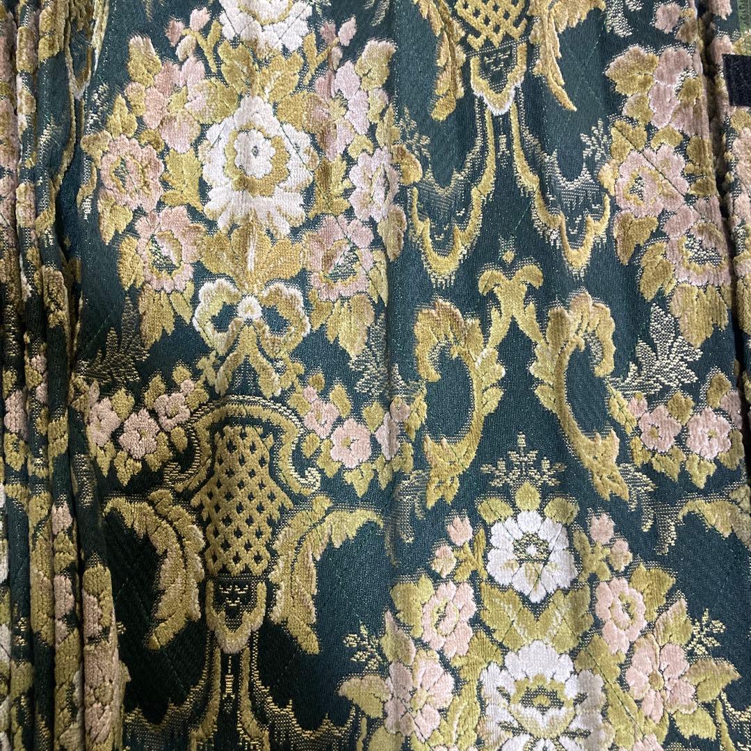 トラック用 仮眠カーテン（花籠グリーン） アコーディオン式