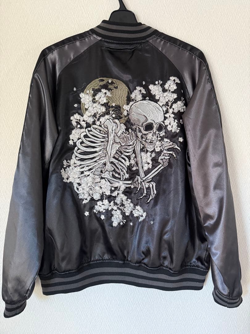 OBORO スカジャン　スーベニアジャケット　両面刺繍　スカル