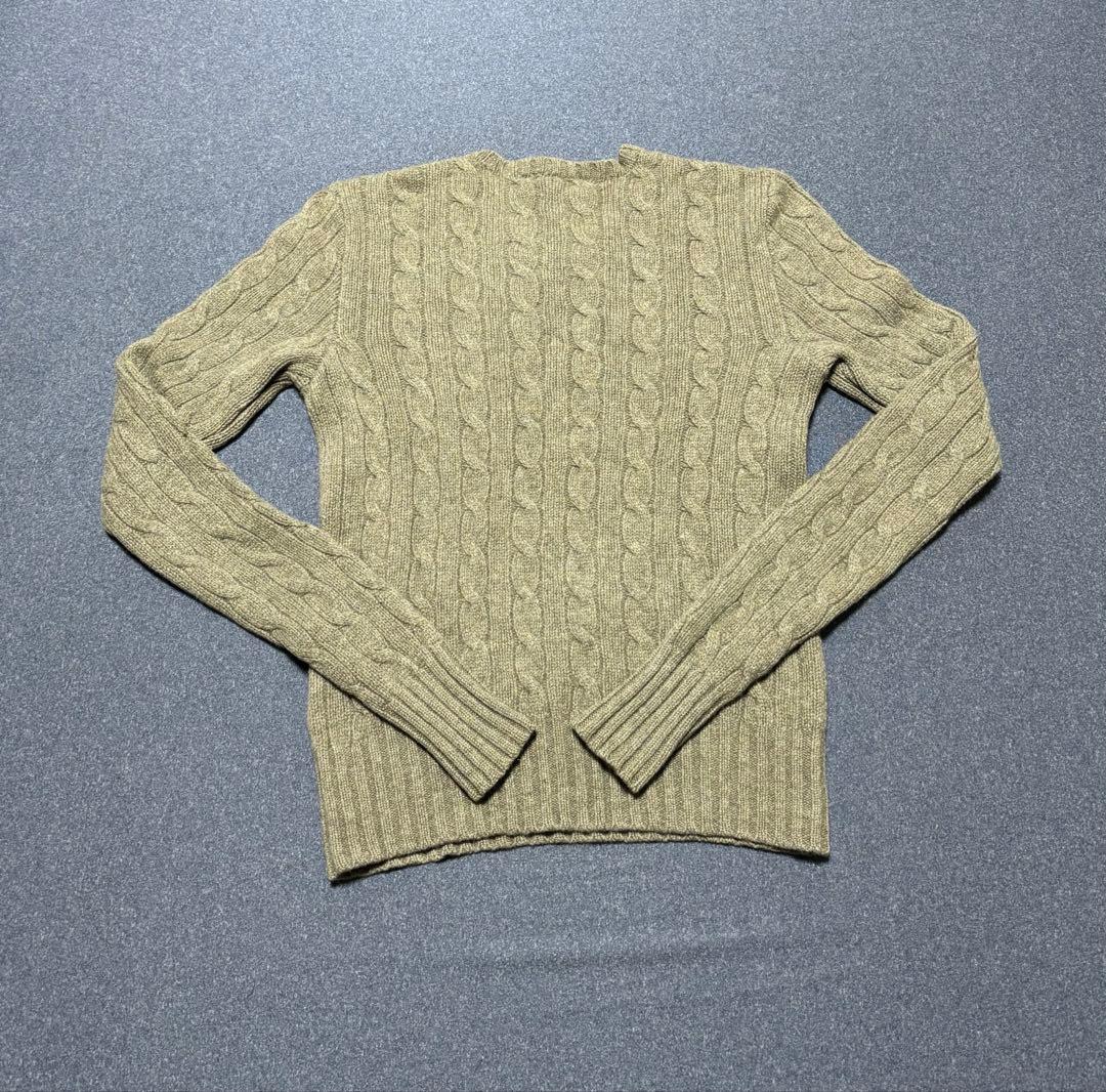 美品 カシミヤ17%ウール83%ラルフローレン ケーブル ニット カーキ