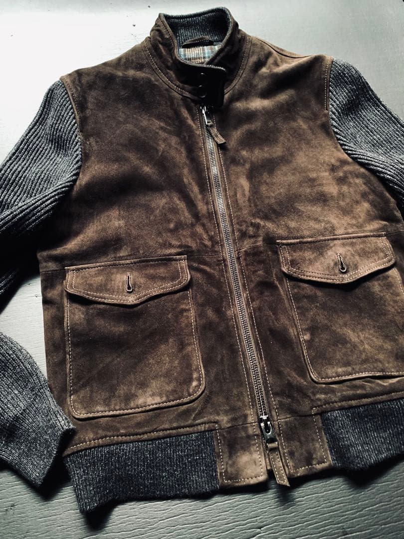 THE JACK LEATHER 肉厚スエードとニットの粋なコンビブルゾン