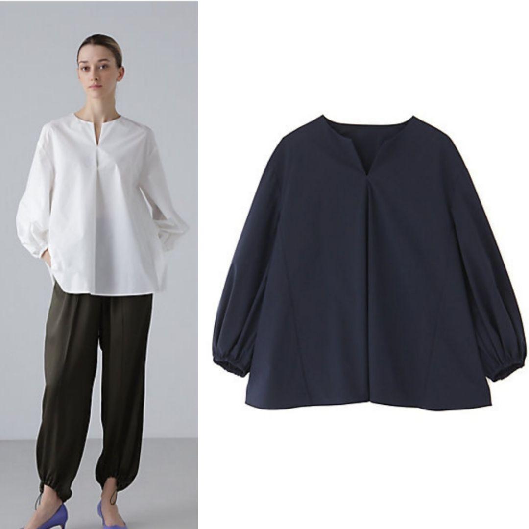 美品●アドーアADORE●ファンクショナルストレッチタックフレアブラウス