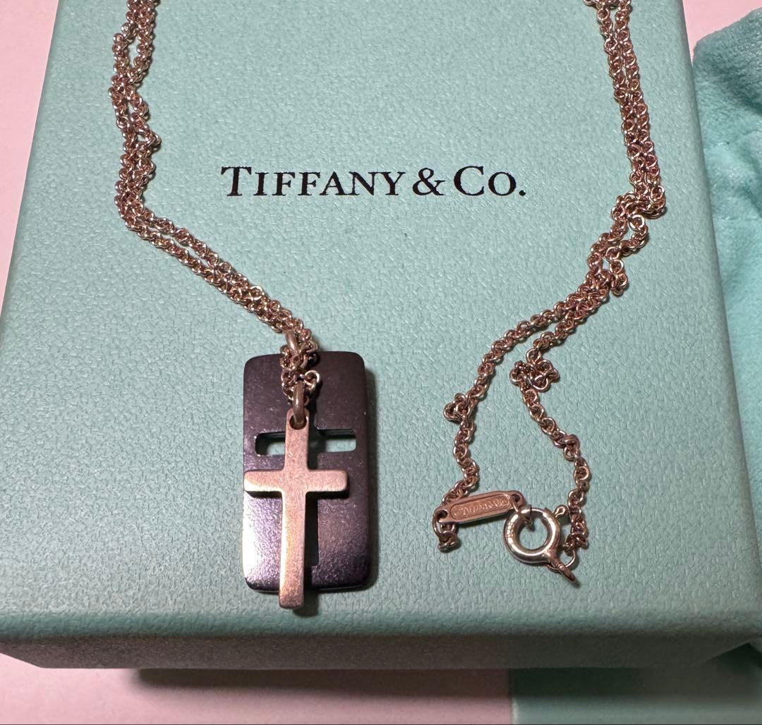 Tiffany&Co ダブルクロス　チタンプレート　シルバー　ネックレス　925