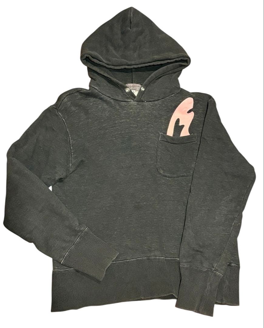 Yohji Yamamoto ヨウジヤマモト ワンポイントピンク パーカー