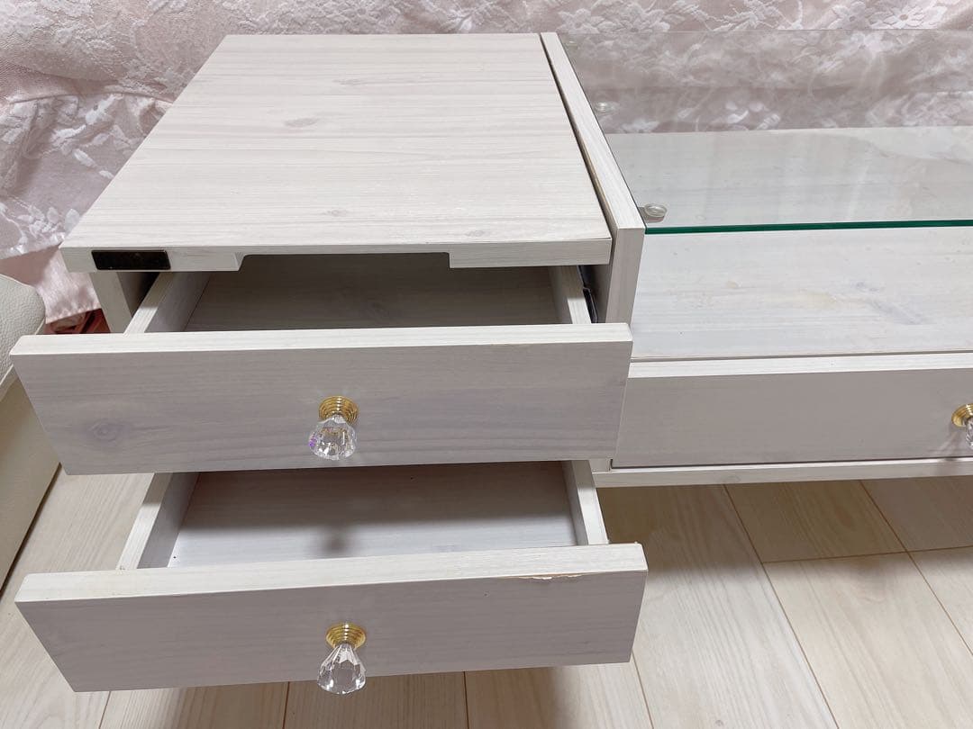 【完成品】幅90 ドレッサーテーブル　ホワイト　DIY向き