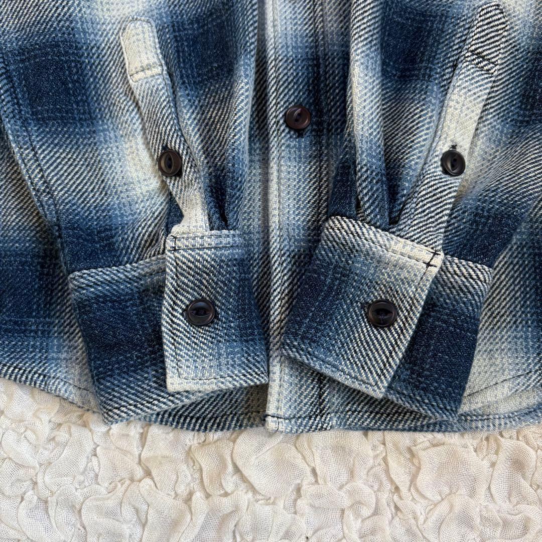 美品 ビームスプラス別注 REMI RELIEF / インディゴフランネルシャツ