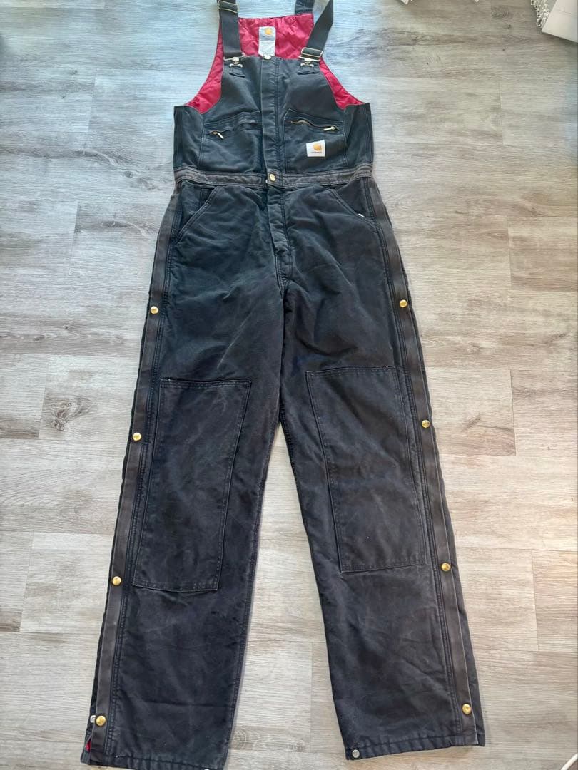 131 Carhartt 中綿ダブルニー オーバーオール USA製 ブラック｜