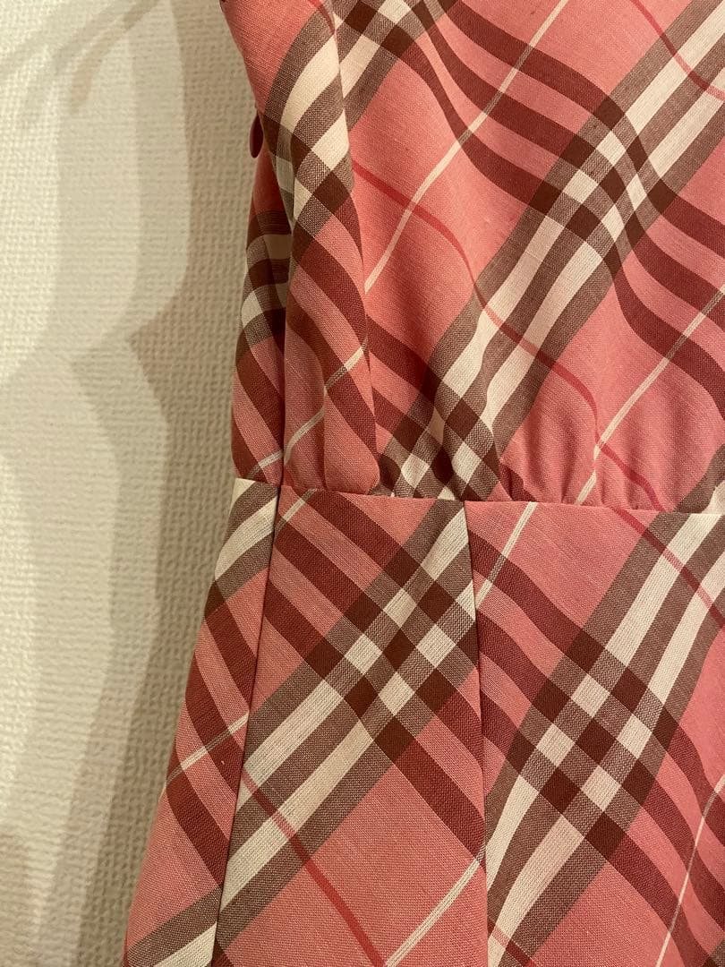 BURBERRY ピンク チェック ノースリーブ ワンピース　サイズ36