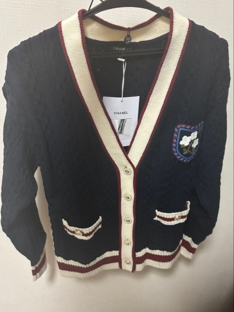 g-dragon着用 CHANEL ニットカーディガン 36 ネイビー
