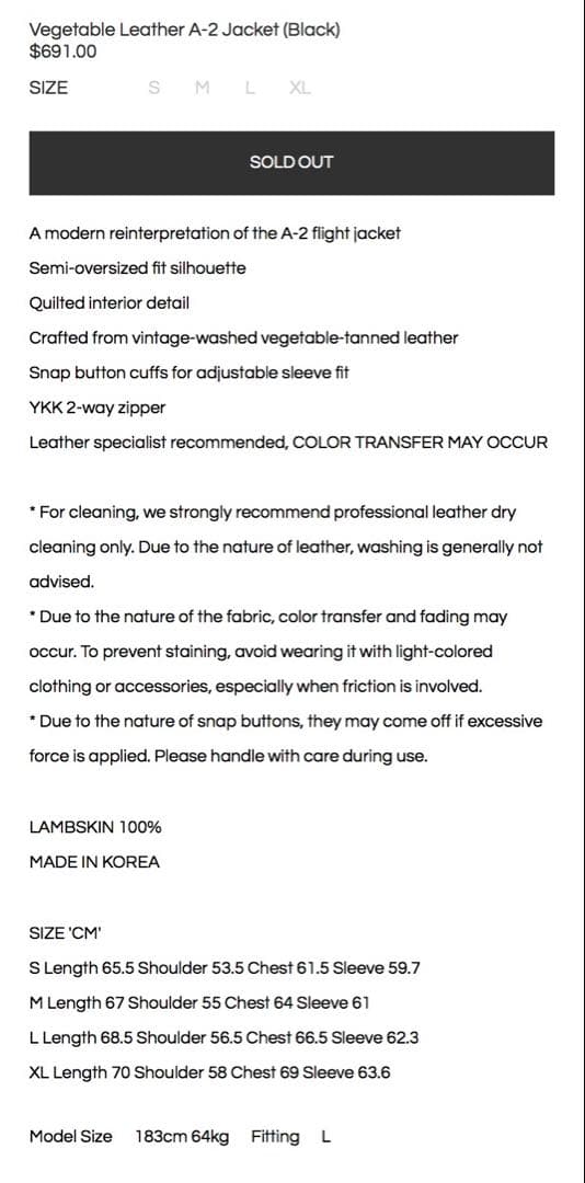 【完売品】COOR Vegetable Leather A-2 Jacket