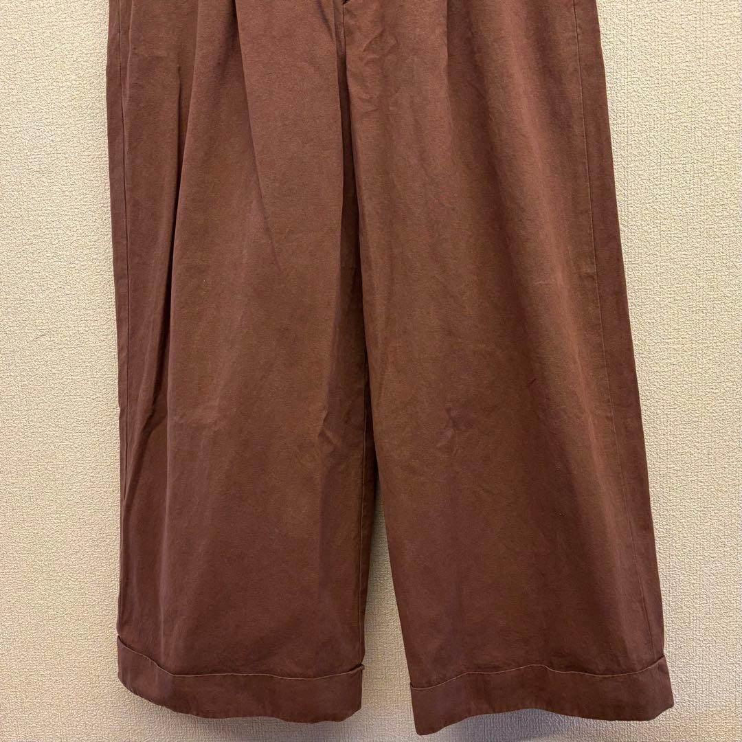 ＜6(ROKU)＞コットン チノ ワイド パンツ　ブラウン　34