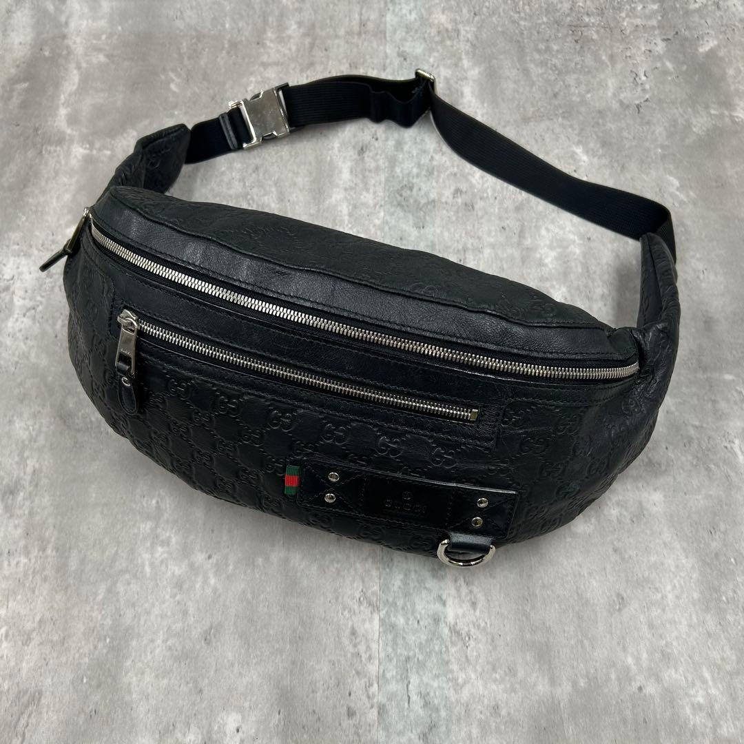 【美品】 グッチ ボディーバッグ 2way ショルダー GG シマ シェリー