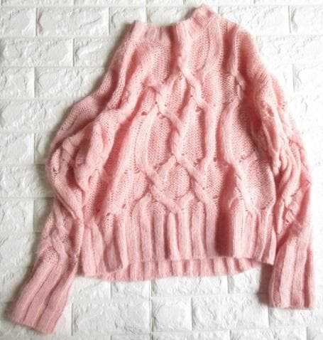 トゥモローランド マカフィー 上質 春 透かしケーブル編み ニット ピンク